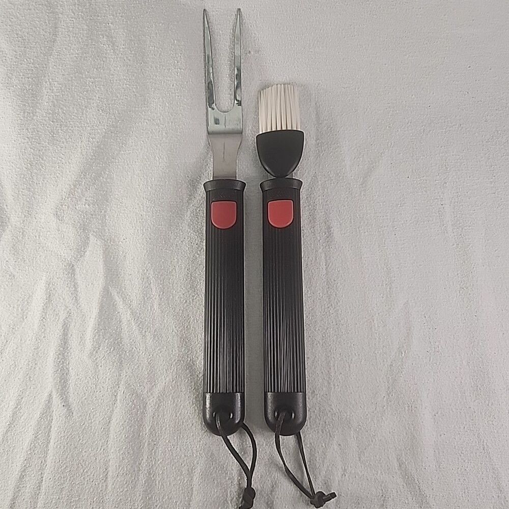 Grill Set Ekco BBQ Extendable Basting Brush And Fork Black Handle Grill Tools